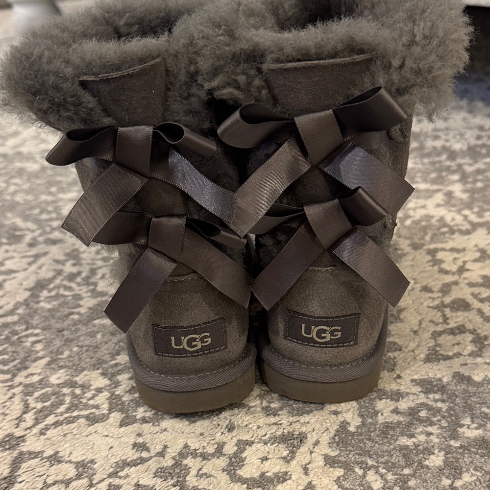 UGG Charcoal Boots with Satin Bows